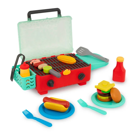 Battat, Cook 'n' Go BBQ 26-Piece Educational Playset for Kids Ages 3+ with Grill Skewer Shrimp Veggies Corn Hot Dog Condiment Bottles Stackable Burger Ingredients Tongs and Plates for Pretend Role-Play Battat, Cook 'n' Go BBQ 26-Piece Educational Playset for Kids Ages 3+ with Grill Skewer Shrimp Veggies Corn Hot Dog Condiment Bottles Stackable Burger Ingredients Tongs and Plates for Pretend Role-Play