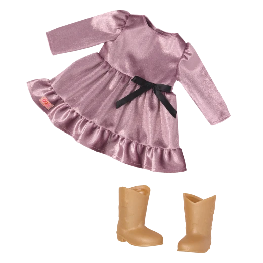 Our Generation, Surprise & Shine Dress Outfit with Mystery Jewelry Bag for Kids Ages 3+ 18" Doll Clothes Shimmery Dress Cowgirl Boots - Our Generation - Image 2