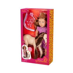 Our Generation, Callie 46 cm Doll with Foal Horse Toy and Hair Styling Accessories Set, Cowgirl Hat Plaid Dress Tall Boots Outfit, Horse Riding Doll Playset for Kids Ages 3+