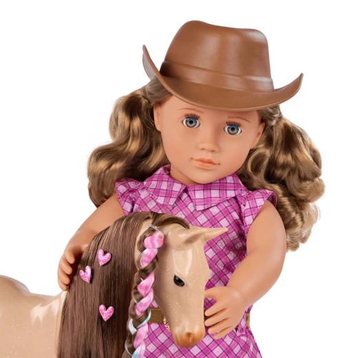 Our Generation, Callie 46 cm Doll with Foal Horse Toy and Hair Styling Accessories Set, Cowgirl Hat Plaid Dress Tall Boots Outfit, Horse Riding Doll Playset for Kids Ages 3+ - Our Generation - Image 4