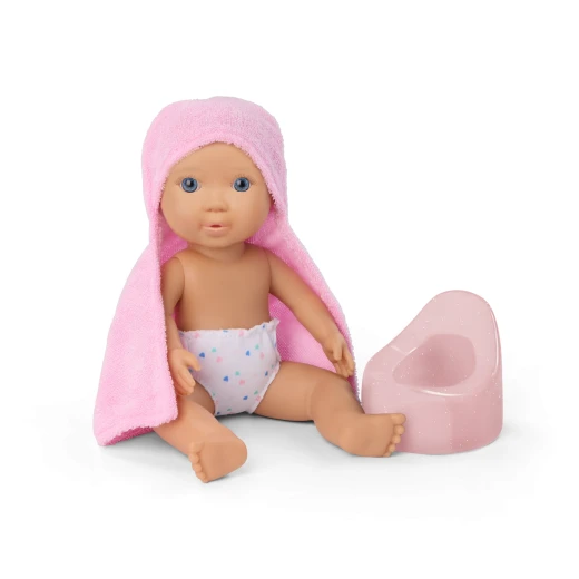 Our Generation, Baby Lacy 20 cm Baby Doll Bathtime Playset with Bathtub Real Water Sounds Bath Duck Toy Bubbles Potty Training Chart Stickers Diapers Hooded Towel Shampoo Soap Baby Care Accessories Compatible with 46 cm Dolls for Kids Age 3+ - Our Generation - Image 4