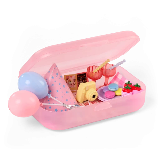 Our Generation, Love to Party 21-pc Pink Storage Case & Accessories for Kids Ages 3+ 18" Doll Party Set Balloons Camera Macarons - Our Generation - Image 2