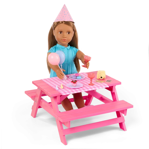 Our Generation, Love to Party 21-pc Pink Storage Case & Accessories for Kids Ages 3+ 18" Doll Party Set Balloons Camera Macarons - Our Generation - Image 4
