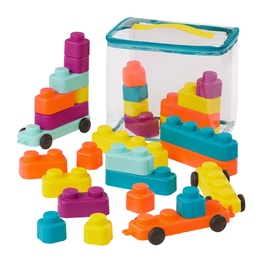 B. Toys, Buildin Squishies Soft Baby Building Blocks Sensory Stacking Toy With Train Cars Squeezable Textured Blocks Learning Construction Set For Babies 3 Months Plus