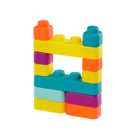B. Toys, Buildin Squishies Soft Baby Building Blocks Sensory Stacking Toy With Train Cars Squeezable Textured Blocks Learning Construction Set For Babies 3 Months Plus - B. toys - Image 10