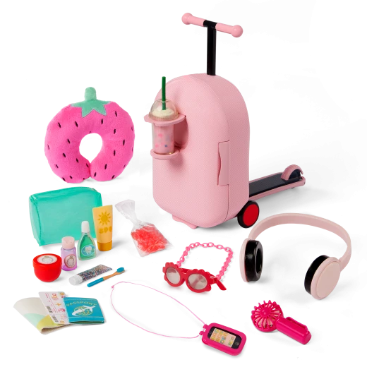 Our Generation, Packed for Adventures Doll Scooter Suitcase Travel Set for Kids Ages 3+ 18 Our Generation, Packed for Adventures Doll Scooter Suitcase Travel Set for Kids Ages 3+ 18
