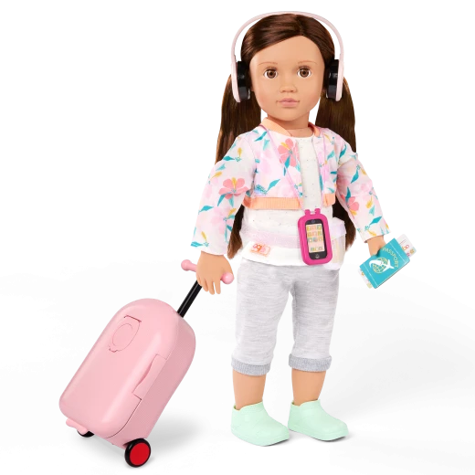 Our Generation, Packed for Adventures Doll Scooter Suitcase Travel Set for Kids Ages 3+ 18" Doll Accessories 20 Piece Luggage Pillow Headphones - Our Generation - Image 3