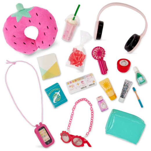 Our Generation, Packed for Adventures Doll Scooter Suitcase Travel Set for Kids Ages 3+ 18" Doll Accessories 20 Piece Luggage Pillow Headphones - Our Generation - Image 4