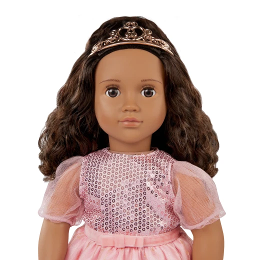 Our Generation, Estrella 46 cm Fashion Doll in Shimmery Pink Gown with Tiara, Dark-Brown Eyes That Open and Close, Wavy Dark-Brown Hair, Soft Body Dress-Up Doll for Kids Age 3+ - Our Generation - Image 3