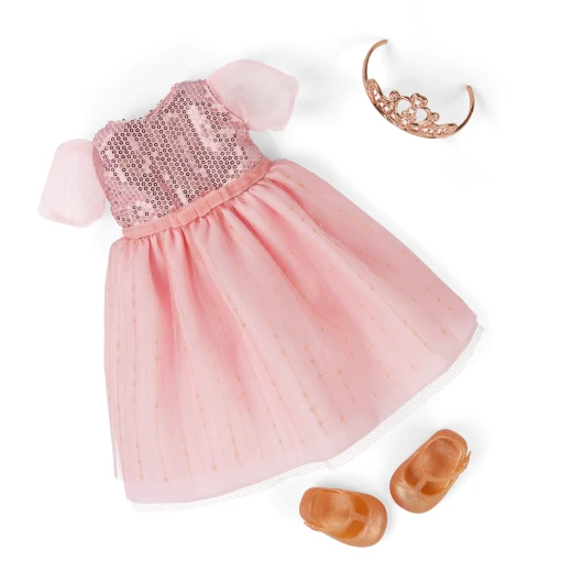 Our Generation, Estrella 46 cm Fashion Doll in Shimmery Pink Gown with Tiara, Dark-Brown Eyes That Open and Close, Wavy Dark-Brown Hair, Soft Body Dress-Up Doll for Kids Age 3+ - Our Generation - Image 4