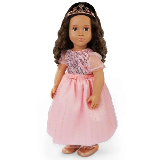 Our Generation, Estrella 46 cm Fashion Doll in Shimmery Pink Gown with Tiara, Dark-Brown Eyes That Open and Close, Wavy Dark-Brown Hair, Soft Body Dress-Up Doll for Kids Age 3+ - Our Generation - Image 5