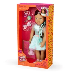 Our Generation, Angelina 18" Hair Grow Doll with Extendable Braids for Kids Ages 3+ Light Brown Eyes Long Highlighted Hair Styling Accessories