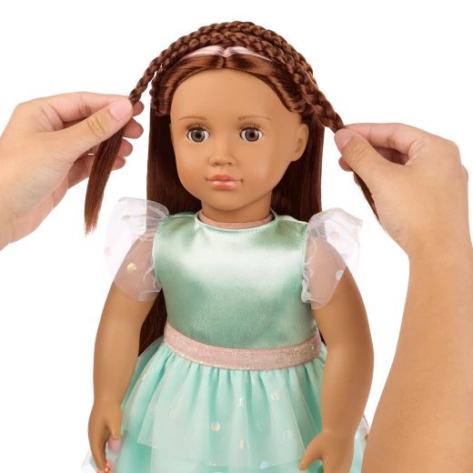 Our Generation, Angelina 18" Hair Grow Doll with Extendable Braids for Kids Ages 3+ Light Brown Eyes Long Highlighted Hair Styling Accessories - Our Generation - Image 3