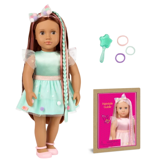 Our Generation, Angelina 18" Hair Grow Doll with Extendable Braids for Kids Ages 3+ Light Brown Eyes Long Highlighted Hair Styling Accessories - Our Generation - Image 6