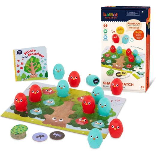 Battat Sound Memory 49-Piece Educational Toy Set for Kids 3+, Bird Sound Shakers, Jigsaw Puzzle, Bug Memory Cards & Playbook for Auditory & Visual Learning, Concentration & Problem-Solving Play Battat Sound Memory 49-Piece Educational Toy Set for Kids 3+, Bird Sound Shakers, Jigsaw Puzzle, Bug Memory Cards & Playbook for Auditory & Visual Learning, Concentration & Problem-Solving Play