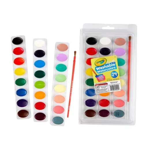 Crayola, Washable Watercolor Paints with Brush, 24 colors - Crayola - Image 3