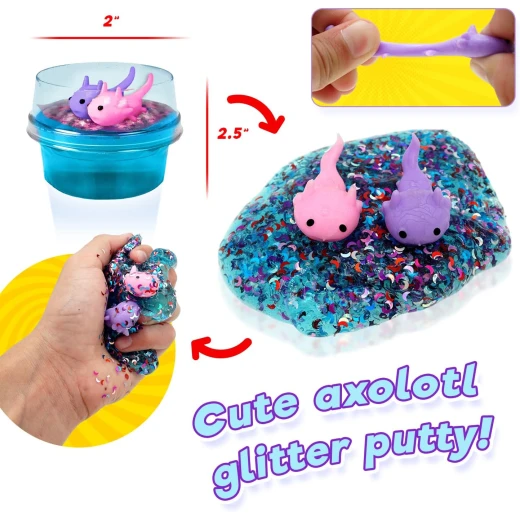 JARU, Axolotl Gel Magic Sensory Squeeze Toy with Glitter Confetti Gel Stress Relief Fidget Random Color or Style 1 Piece - Jaru - Image 7