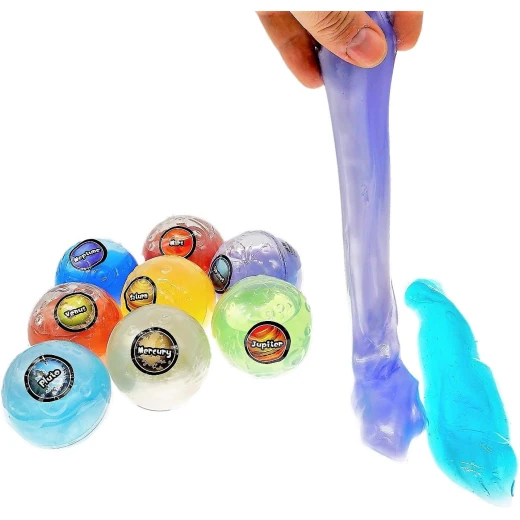 JARU, Planet Putty Galaxy Solar System Stress Slime Assorted Metallic Planets Single Pack with Collectable Bouncy Ball Educational Sensory Toy for Kids and Adults - Jaru - Image 4