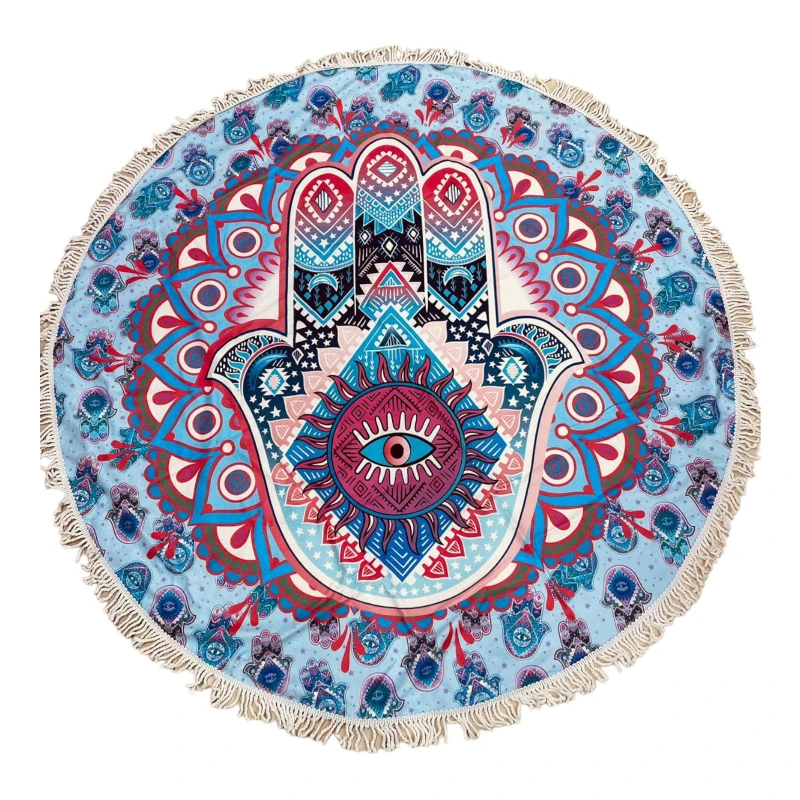 Aqua Poncho , Round Beach Towel , 150 cm , with Bag - Aqua Poncho