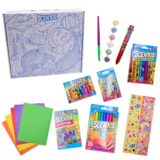 Scentos, Mega Activity Set Scented Art Kit Markers Crayons Fibre Tip Pens Paint Pots Rainbow Pen Activity Book Stickers Creative Kids Art Set Ages 3+ - Scentos - Image 4