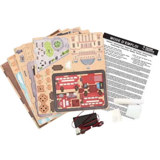 Streets of London 3D Puzzle Retro TV Design DIY Kit with LED Light 100 Wooden Pieces for Ages 12+ Creative European Decoration - K Toys - Image 3