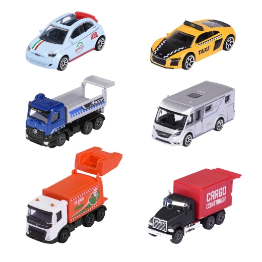 Majorette, City Cleaning Car 1:64 Diecast Metal Garbage Truck Van Lorry MAN Renault Mercedes-Benz Porsche Free Wheel 7.5cm Kids 3+ Random Model - MAJORETTE - Image 2