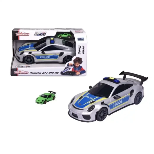 Majorette, 2-in-1 Porsche 911 GT3 RS Police Car with Light Sound Effects Storage Compartment and 1 Small Die-Cast Car - MAJORETTE - Image 2