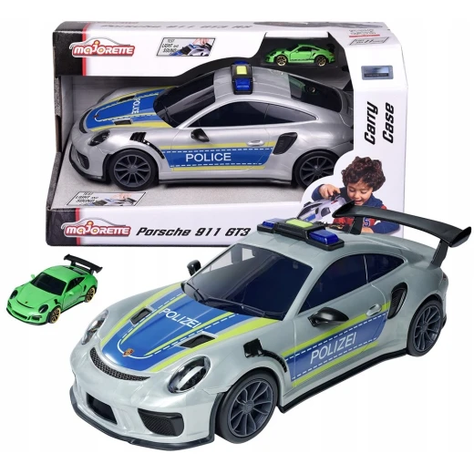 Majorette, 2-in-1 Porsche 911 GT3 RS Police Car with Light Sound Effects Storage Compartment and 1 Small Die-Cast Car Majorette, 2-in-1 Porsche 911 GT3 RS Police Car with Light Sound Effects Storage Compartment and 1 Small Die-Cast Car