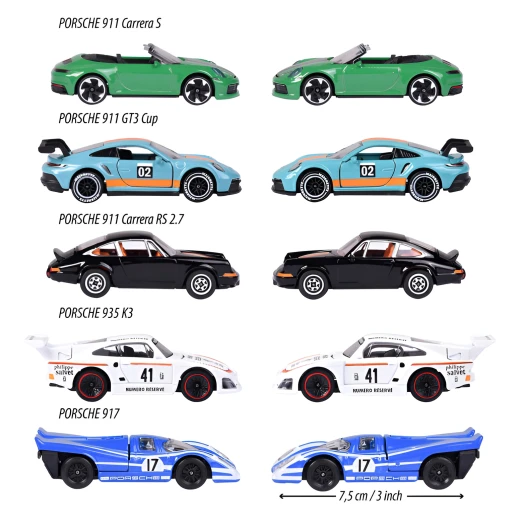Majorette, Porsche Motorsport Cars Giftpack 5 Die-Cast Vehicles 1:64 Scale with Rolling Wheels and Opening Parts 917 911 Carrera RS 935 K3 GT3 Cup 992 - MAJORETTE - Image 4