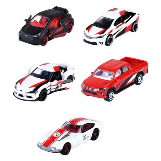 Majorette, Toyota Racing 5-Piece Gift Set 2000 GT Hilux Revo GR Supra SZ-R Corolla Altis GRMN Yaris Die-Cast Cars Red White Black - MAJORETTE - Image 2