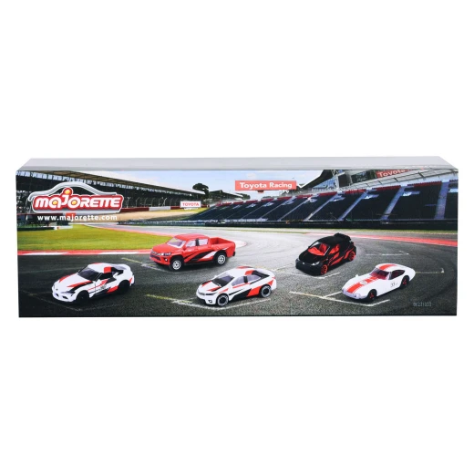 Majorette, Toyota Racing 5-Piece Gift Set 2000 GT Hilux Revo GR Supra SZ-R Corolla Altis GRMN Yaris Die-Cast Cars Red White Black - MAJORETTE - Image 9