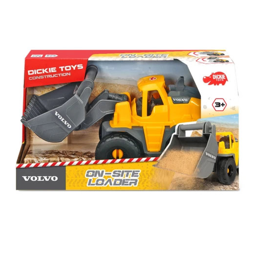 Dickie, Volvo Shovel Loader 26 cm with Manually Movable and Tiltable Front Bucket, Rolling Wheels and Detailed Open Cabin, Construction Role Play Toy for Children Aged 3 Years and Older Dickie, Volvo Shovel Loader 26 cm with Manually Movable and Tiltable Front Bucket, Rolling Wheels and Detailed Open Cabin, Construction Role Play Toy for Children Aged 3 Years and Older