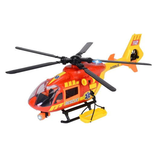 Dickie, Airbus H145 Ambulance Helicopter 1:36 Scale with Wind Up Propeller Light and Sound Effects Manual Cable Winch Rescue Stretcher Opening Doors Kids Toy Age 3+ - Dickie - Image 2