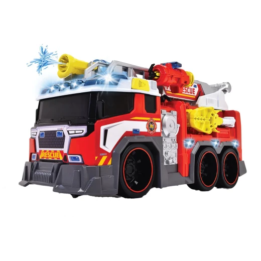 Dickie, Fire Truck Toy with Water Cannon 37.5 cm Extendable Ladder Free-Moving Gripper Arm Roof-Mounted Water Cannon Light and Sound 2 AA Batteries Included for Kids Age 3+ - Dickie - Image 2