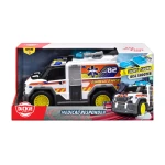 Dickie, Toy Ambulance with Light and Sound 30 cm Emergency Vehicle with Disc Shooter Roof Opening Rear Door Stretcher Ramp Kids Rescue Toy Age 3+ - Dickie