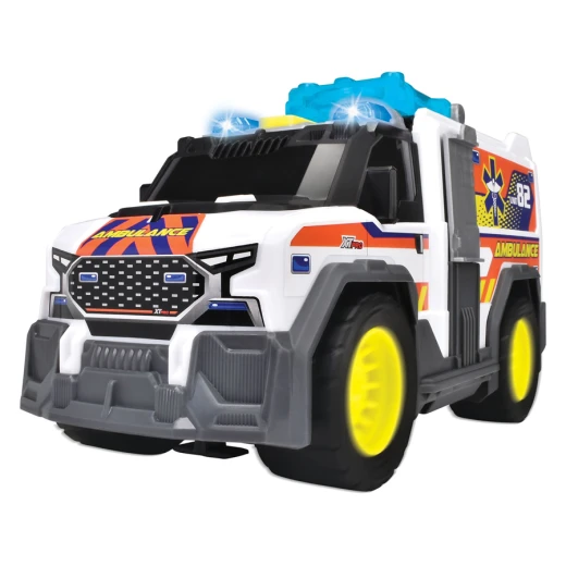 Dickie, Toy Ambulance with Light and Sound 30 cm Emergency Vehicle with Disc Shooter Roof Opening Rear Door Stretcher Ramp Kids Rescue Toy Age 3+ - Dickie - Image 4