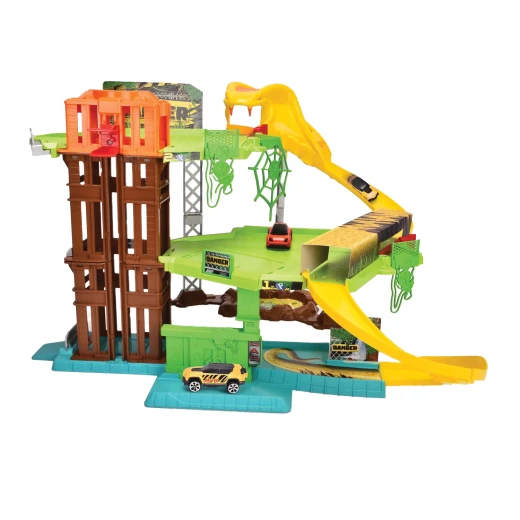 Dickie, Jungle Garage Playset 3 Levels with Elevator Snake Tunnel Ramp 55 cm Multi-Level Parking Garage with 1 Car Go Action Series for Kids Age 3+ - Dickie - Image 2