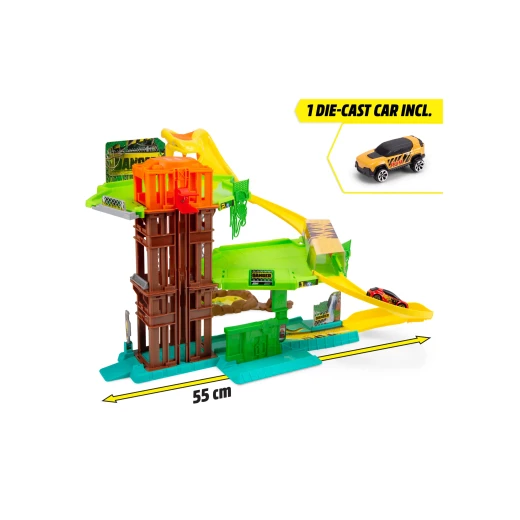 Dickie, Jungle Garage Playset 3 Levels with Elevator Snake Tunnel Ramp 55 cm Multi-Level Parking Garage with 1 Car Go Action Series for Kids Age 3+ - Dickie - Image 4