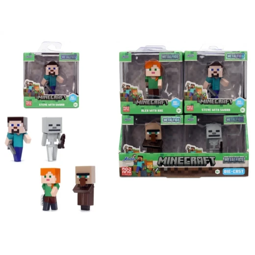 JADA, Minecraft Metalfigs Die Cast Collectible Figure 7cm Movie Game Characters Steve Alex Villager Skeleton Ages 6+ Kids Play Display Shelf Collectors Gift Authentic Durable 4 Types Metal Toy Minecraft Adventure Figures - JADA - Image 7