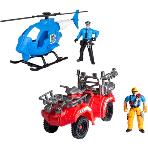 Chap Mei, City Mission Rapid Intervention Team Playset Firefighter ATV Police Helicopter Action Figure Rescue Toy Kids Adventure Set Assorted Ages 3+ - Chap Mei - Image 4