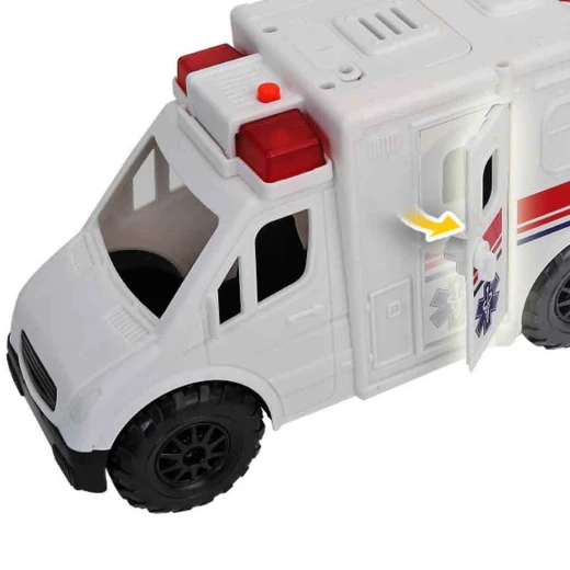 Chap Mei, Sound and Light City Vehicles Playset Random Shape Ambulance or Recycling Vehicle Set with Figures Emergency Rescue Role Play Toy for Kids 3+ with Lights and Siren Effects - Chap Mei - Image 2