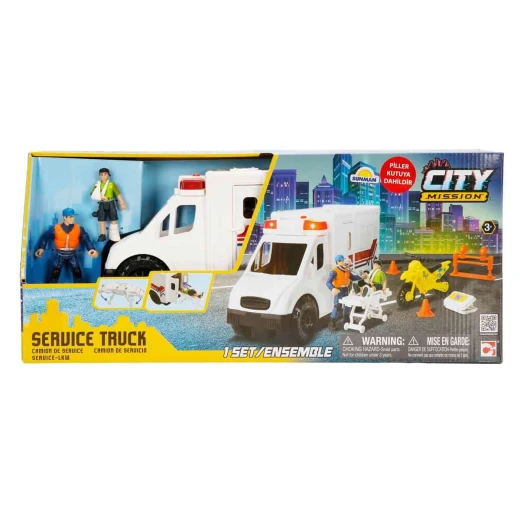 Chap Mei, Sound and Light City Vehicles Playset Random Shape Ambulance or Recycling Vehicle Set with Figures Emergency Rescue Role Play Toy for Kids 3+ with Lights and Siren Effects - Chap Mei - Image 4