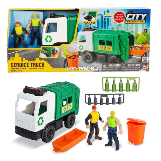 Chap Mei, Sound and Light City Vehicles Playset Random Shape Ambulance or Recycling Vehicle Set with Figures Emergency Rescue Role Play Toy for Kids 3+ with Lights and Siren Effects - Chap Mei - Image 3