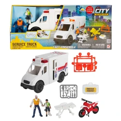 Chap Mei, Sound and Light City Vehicles Playset Random Shape Ambulance or Recycling Vehicle Set with Figures Emergency Rescue Role Play Toy for Kids 3+ with Lights and Siren Effects
