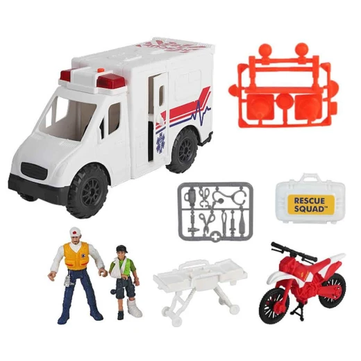Chap Mei, Sound and Light City Vehicles Playset Random Shape Ambulance or Recycling Vehicle Set with Figures Emergency Rescue Role Play Toy for Kids 3+ with Lights and Siren Effects - Chap Mei - Image 9