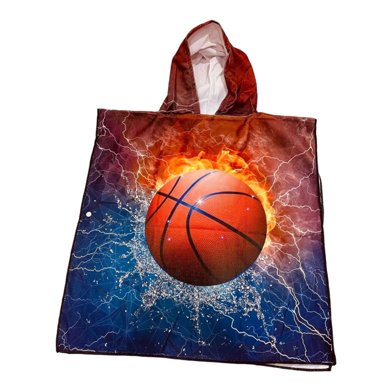 Aqua Poncho , Kids Poncho Towel , 120*60 cm , Basketball - Aqua Poncho