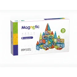 Magnetic Blocks Cars Park Building Set with 75 Pieces Creative Educational Construction Toy for Kids Age 3+ Imagination Motor Skills Hand-Eye Coordination 3D Shapes Geometric Modeling and Interactive Play