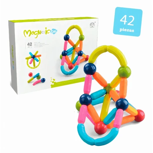 Magnetic Building Sticks Construction Set for Kids Creative Educational Learning Toy with Colorful Design Flexible Assembly and Strong Magnetic Connections 42 Pieces for Children Age 3+ - K Toys - Image 2