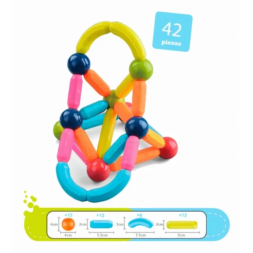 Magnetic Building Sticks Construction Set for Kids Creative Educational Learning Toy with Colorful Design Flexible Assembly and Strong Magnetic Connections 42 Pieces for Children Age 3+ - K Toys - Image 3