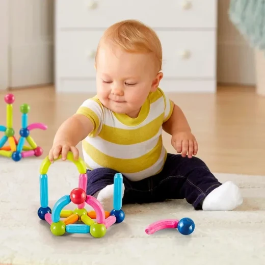 Magnetic Building Sticks Construction Set for Kids Creative Educational Learning Toy with Colorful Design Flexible Assembly and Strong Magnetic Connections 64 Pieces for Children Age 3+ - K Toys - Image 3